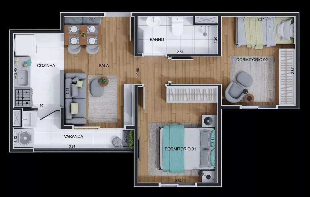 Apartamento, 2 quartos, 40 m² - Foto 4