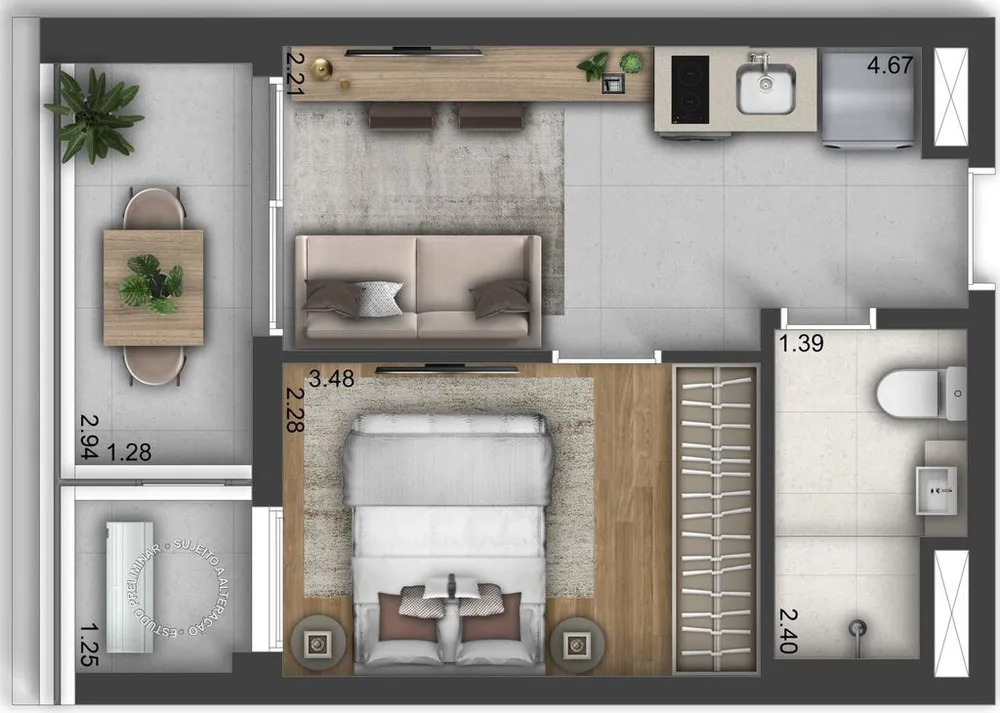 Apartamento, 1 quarto, 33 m² - Foto 1