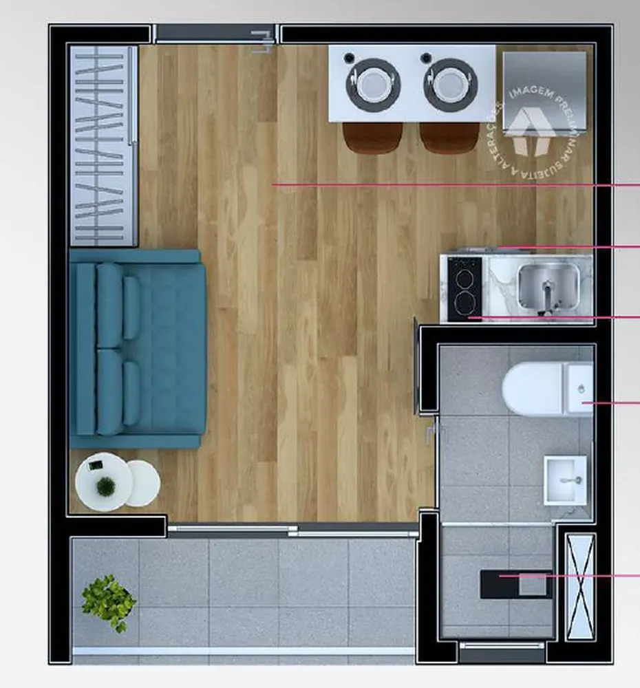 Apartamento, 1 quarto, 34 m² - Foto 12