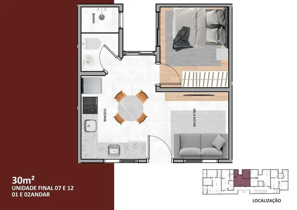 Apartamento, 1 quarto, 30 m² - Foto 1