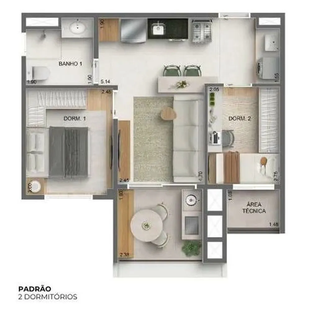Apartamento, 2 quartos, 69 m² - Foto 2