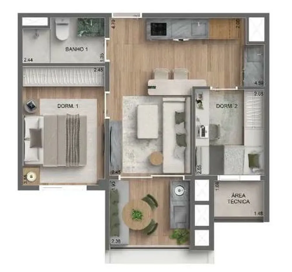 Apartamento, 2 quartos, 69 m² - Foto 1