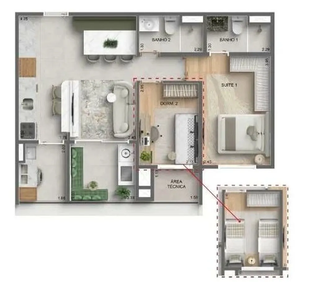 Apartamento, 2 quartos, 46 m² - Foto 8