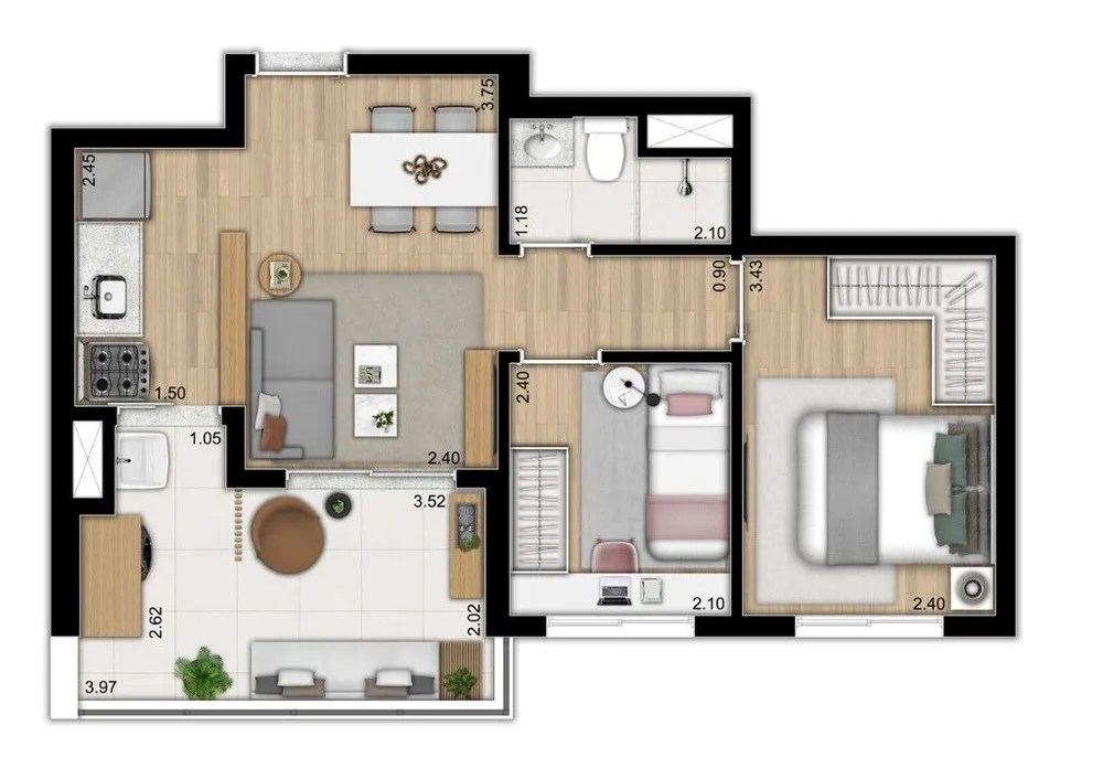 Apartamento, 3 quartos, 59 m² - Foto 6