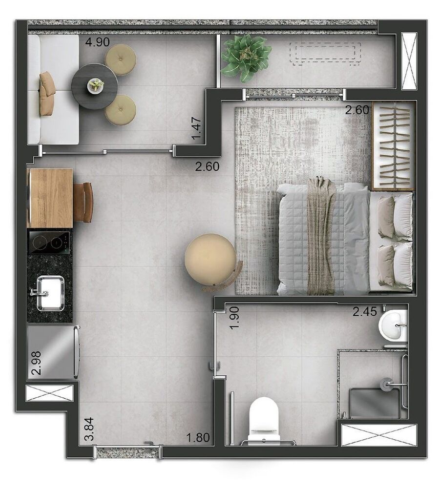 Kitnet-Studio, 29 m² - Foto 2