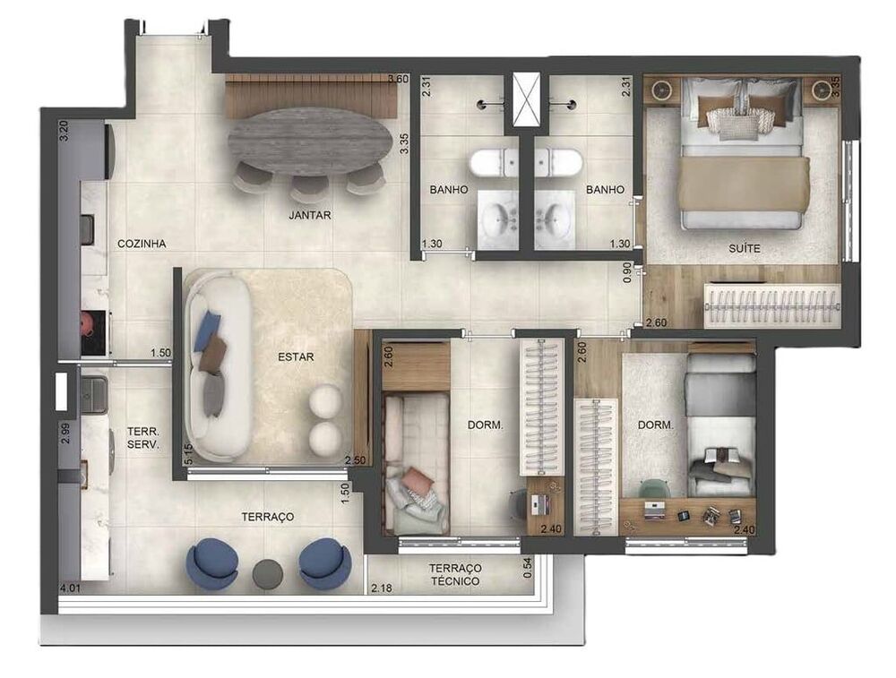 Apartamento, 3 quartos, 69 m² - Foto 1