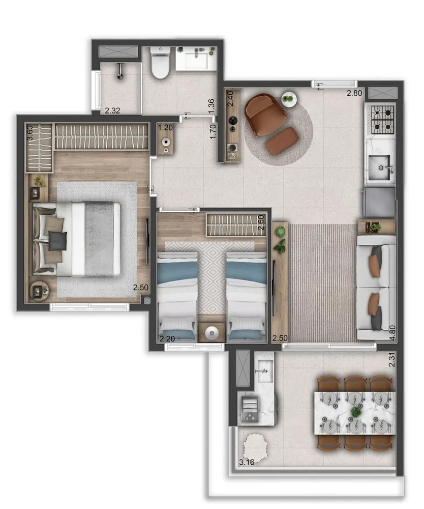 Apartamento, 2 quartos, 45 m² - Foto 4