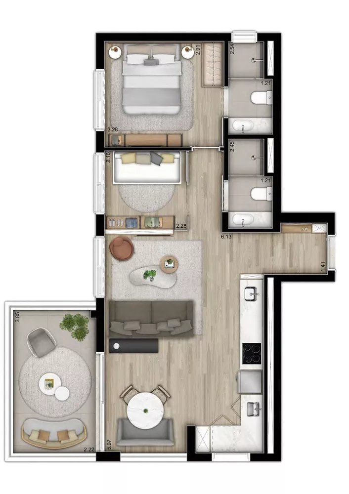 Apartamento à venda com 2 quartos, 60m² - Foto 3