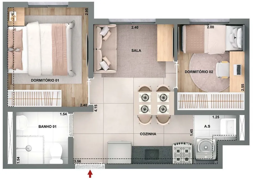 Apartamento, 2 quartos, 52 m² - Foto 7