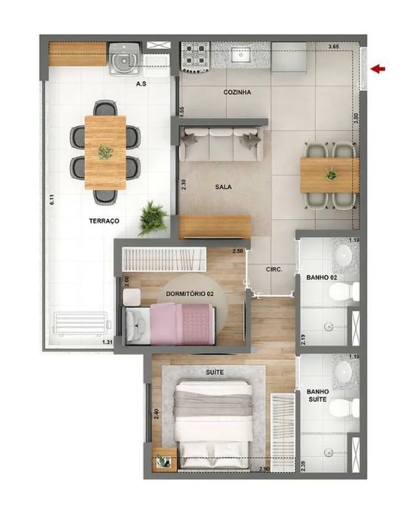 Apartamento, 2 quartos, 42 m² - Foto 2