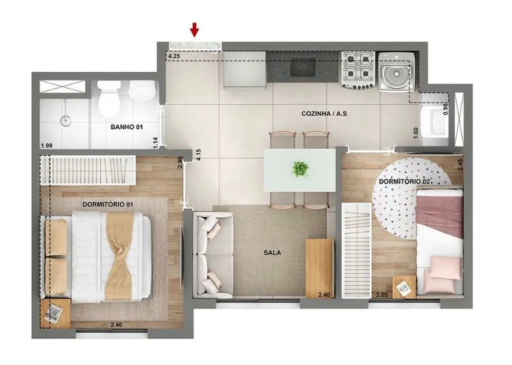 Apartamento, 2 quartos, 42 m² - Foto 6