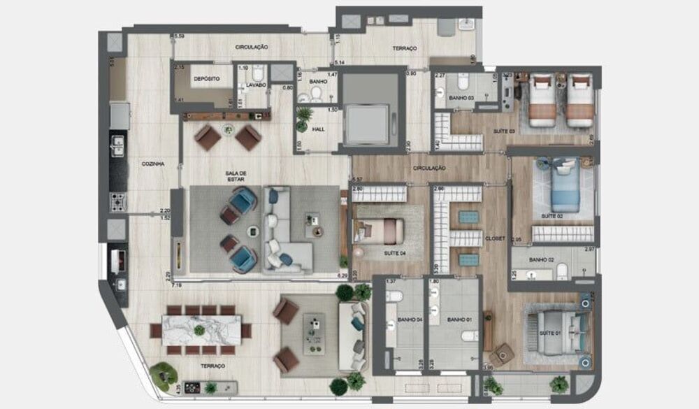 Cobertura, 3 quartos, 213 m² - Foto 2