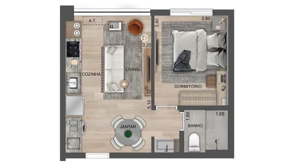 Apartamento, 1 quarto, 35 m² - Foto 8