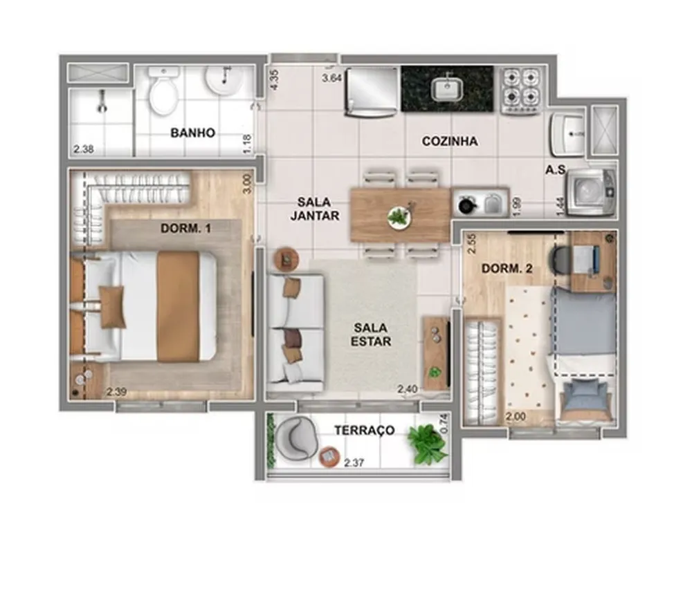 Apartamento, 1 quarto, 36 m² - Foto 7