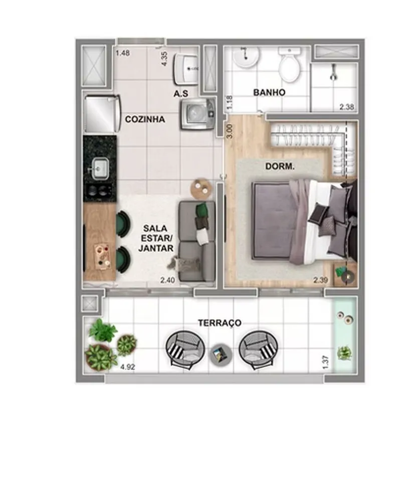 Apartamento, 1 quarto, 36 m² - Foto 8