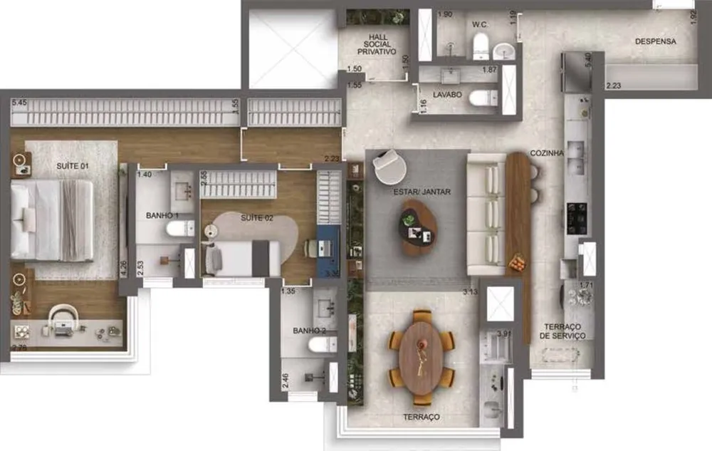 Apartamento, 2 quartos, 150 m² - Foto 3
