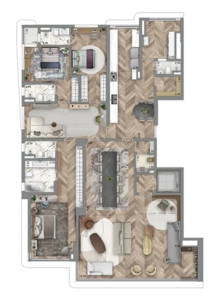 Apartamento, 4 quartos, 259 m² - Foto 2