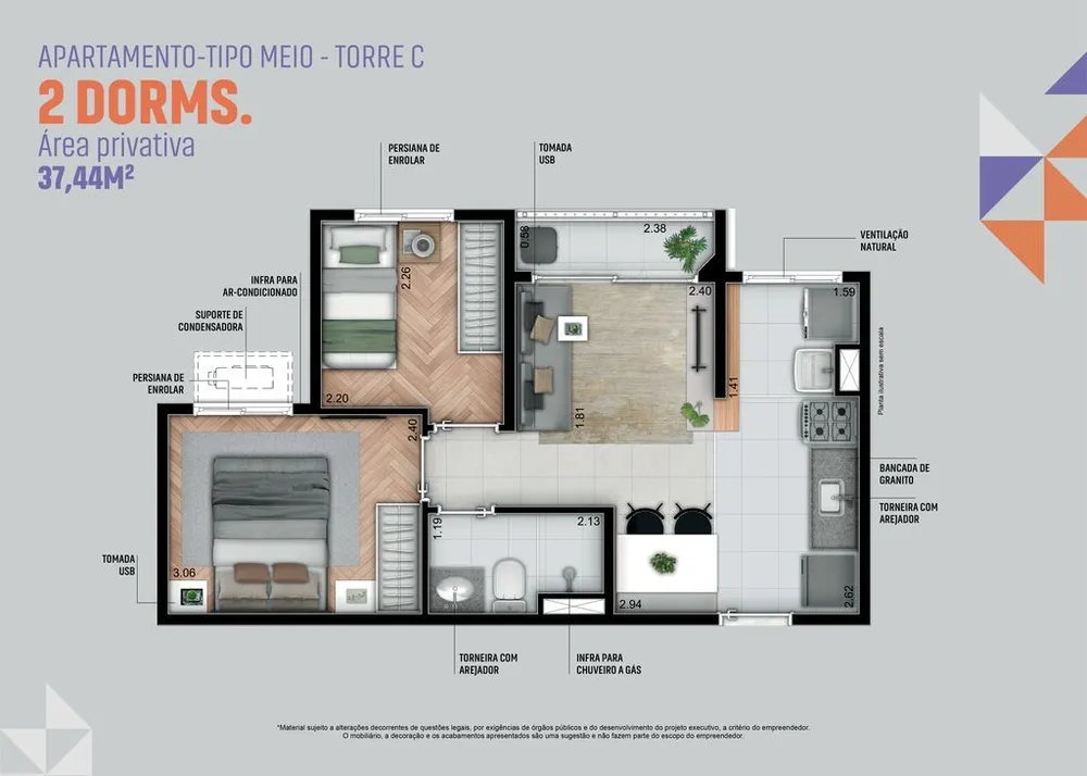 Apartamento, 2 quartos, 36 m² - Foto 6