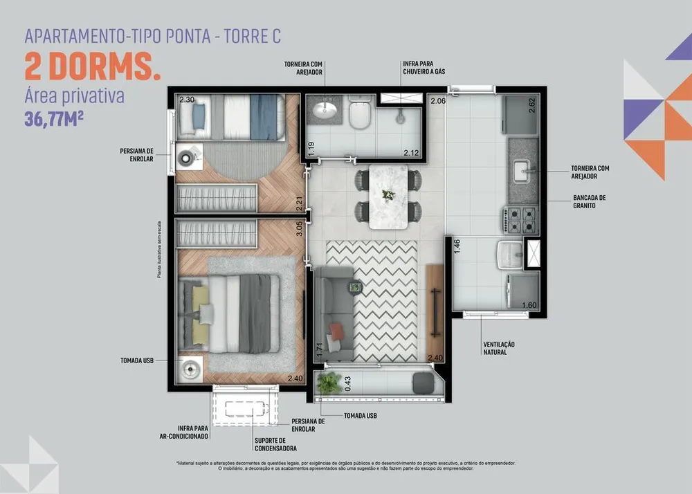 Apartamento, 2 quartos, 36 m² - Foto 8