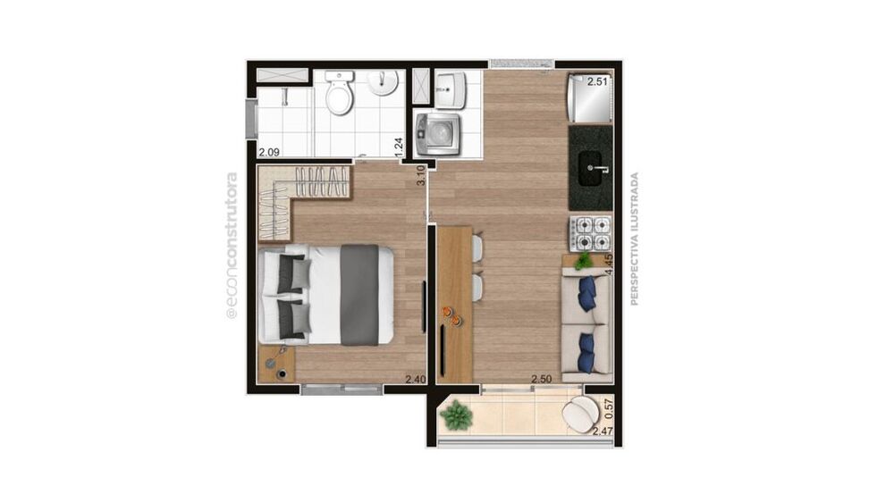 Apartamento, 1 quarto, 26 m² - Foto 2