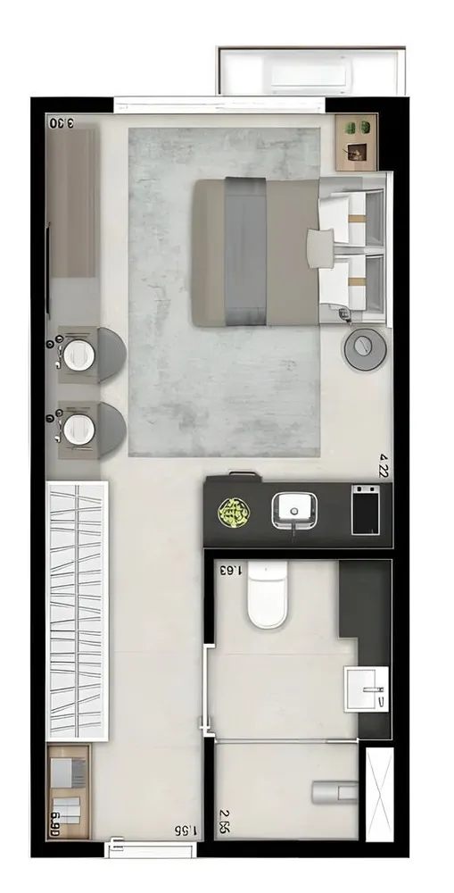 Kitnet-Studio, 24 m² - Foto 2