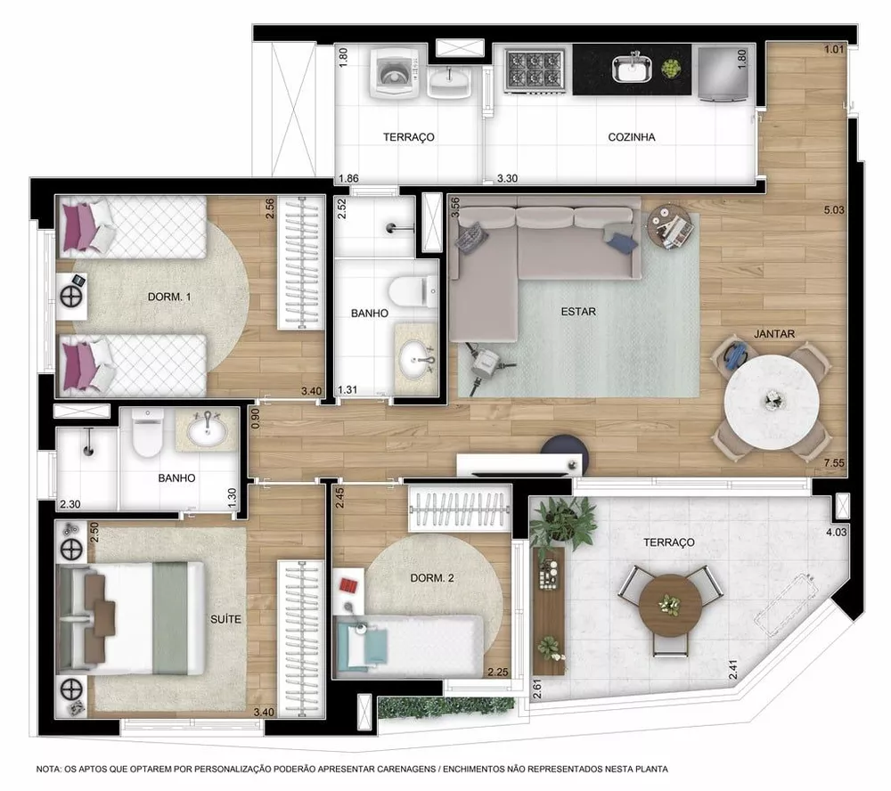 Apartamento à venda com 2 quartos, 128m² - Foto 2