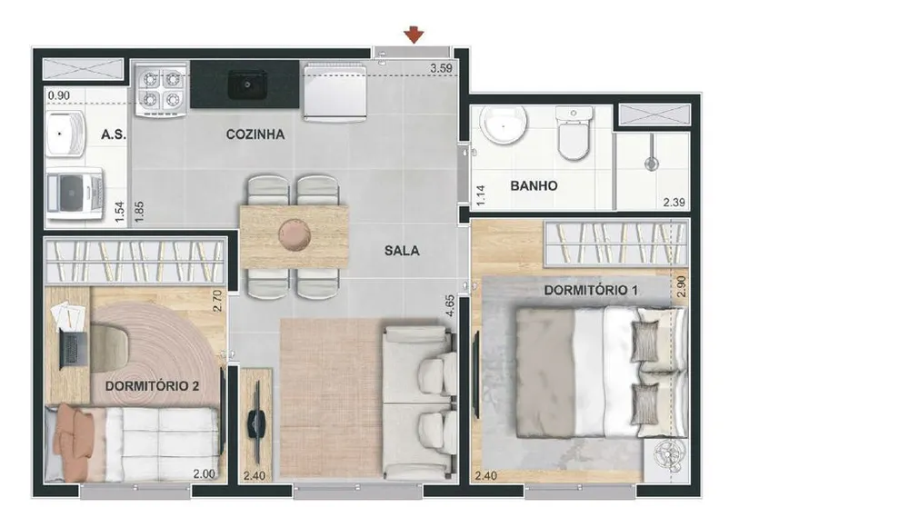 Apartamento, 2 quartos, 45 m² - Foto 4