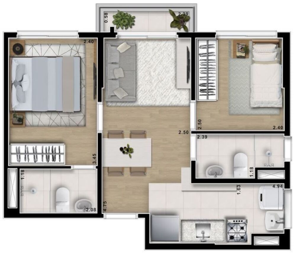 Apartamento, 2 quartos, 44 m² - Foto 11