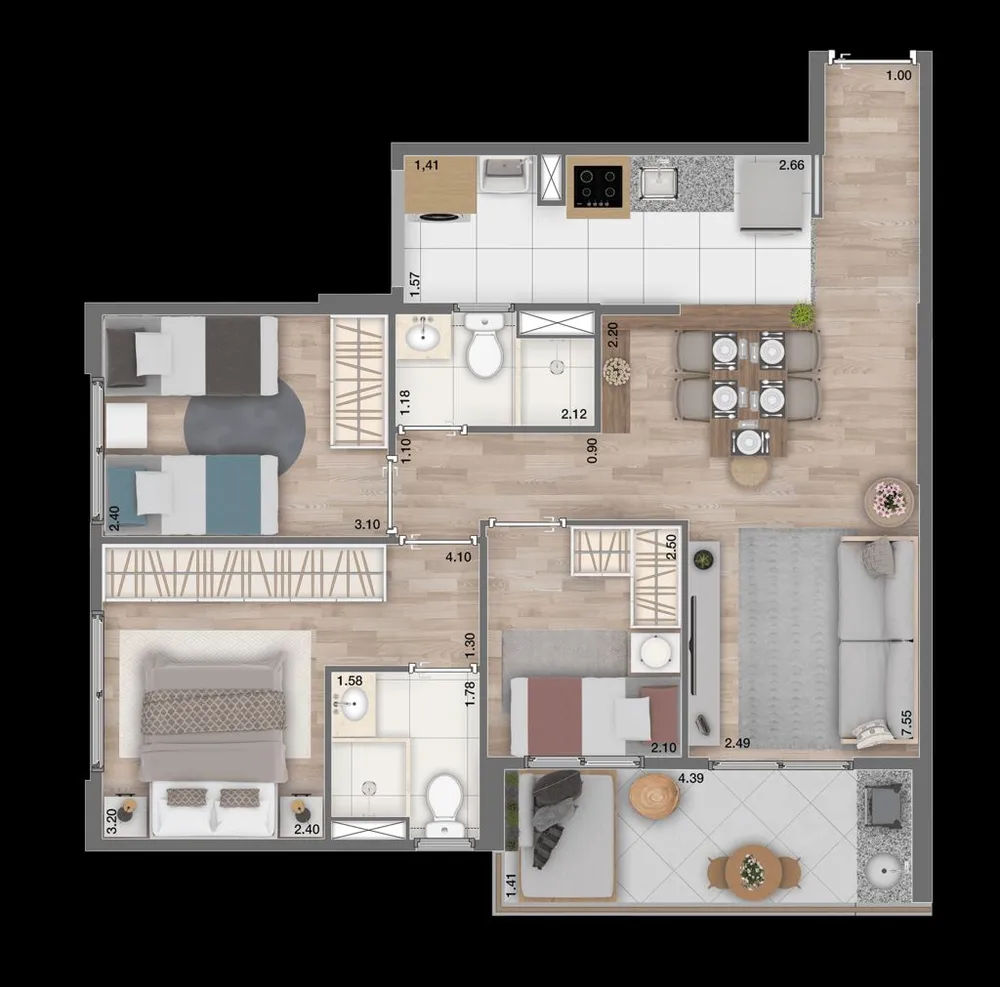 Apartamento, 3 quartos, 69 m² - Foto 11