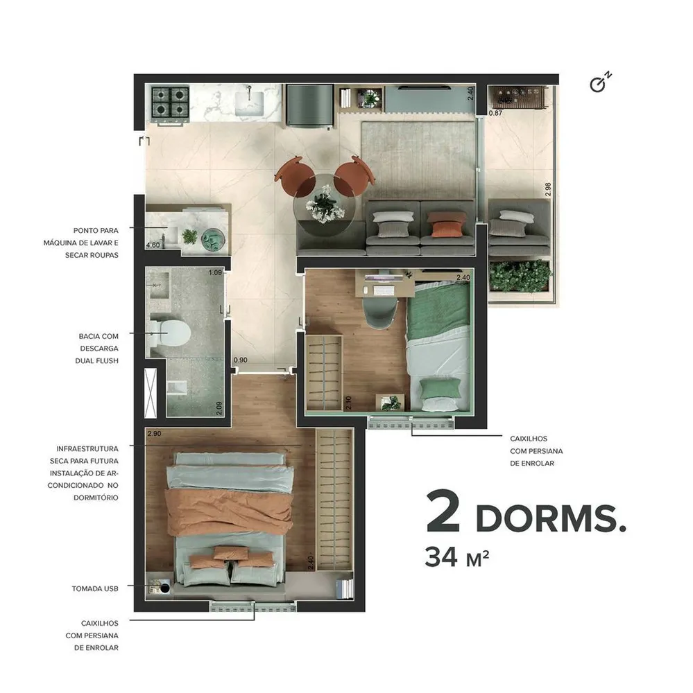 Apartamento, 2 quartos, 48 m² - Foto 8