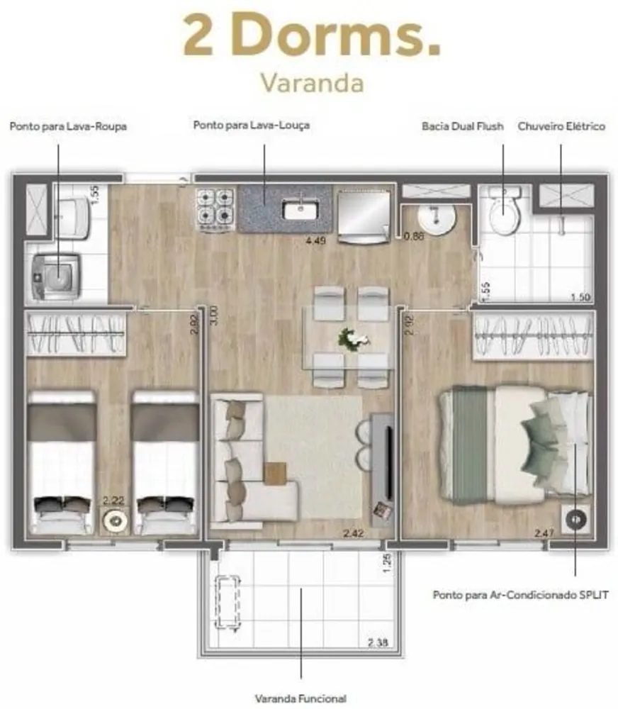 Apartamento, 2 quartos, 35 m² - Foto 6