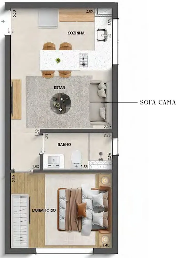 Kitnet-Studio, 36 m² - Foto 1