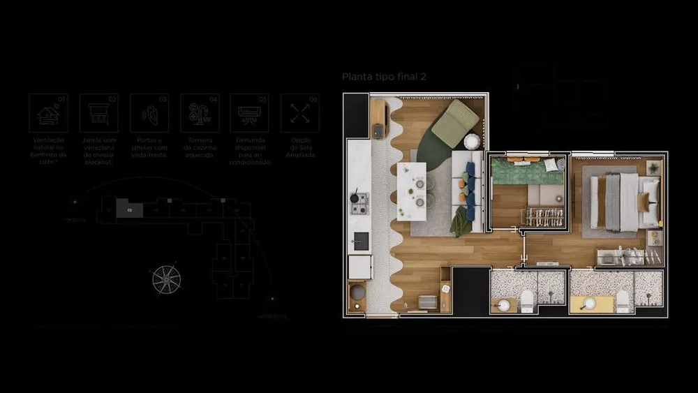 Apartamento, 2 quartos, 43 m² - Foto 6