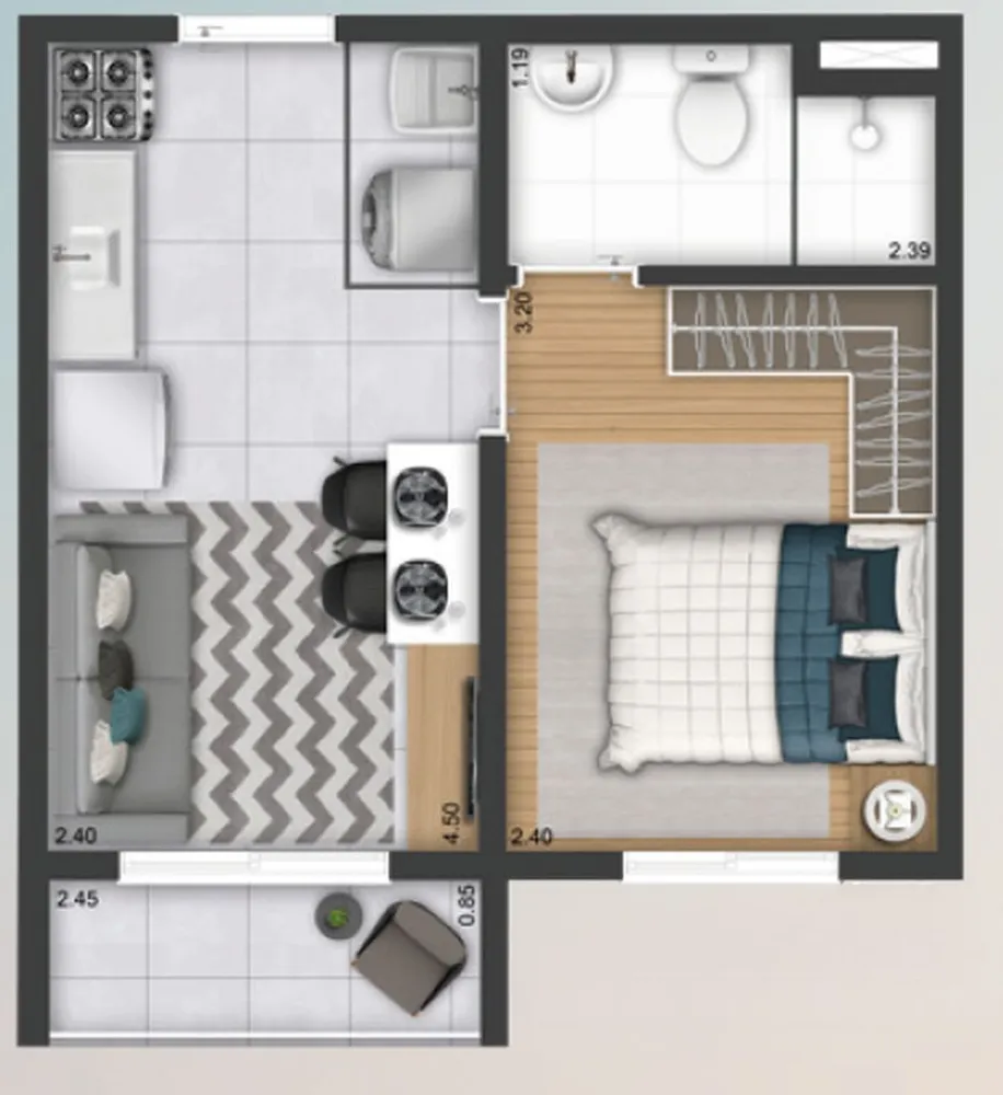 Apartamento, 2 quartos, 34 m² - Foto 3