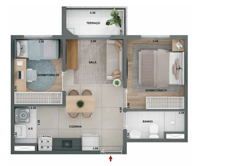 Apartamento, 2 quartos, 37 m² - Foto 11