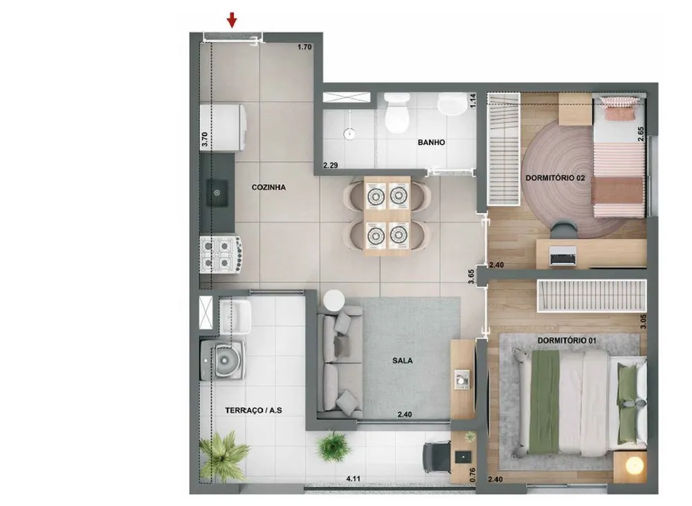 Apartamento, 2 quartos, 37 m² - Foto 10