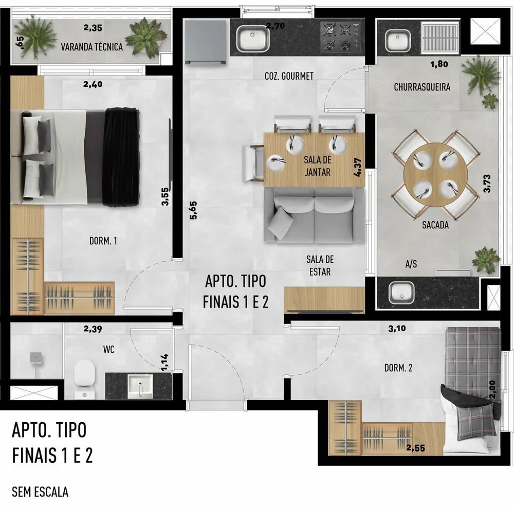 Apartamento, 1 quarto, 35 m² - Foto 10