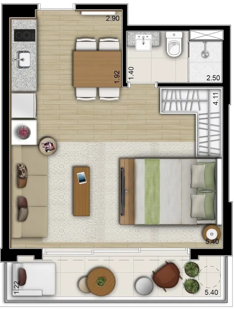Kitnet-Studio, 40 m² - Foto 1