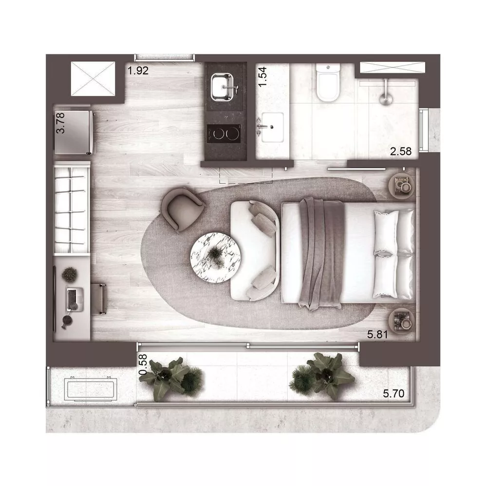 Apartamento à venda com 1 quarto, 63m² - Foto 3