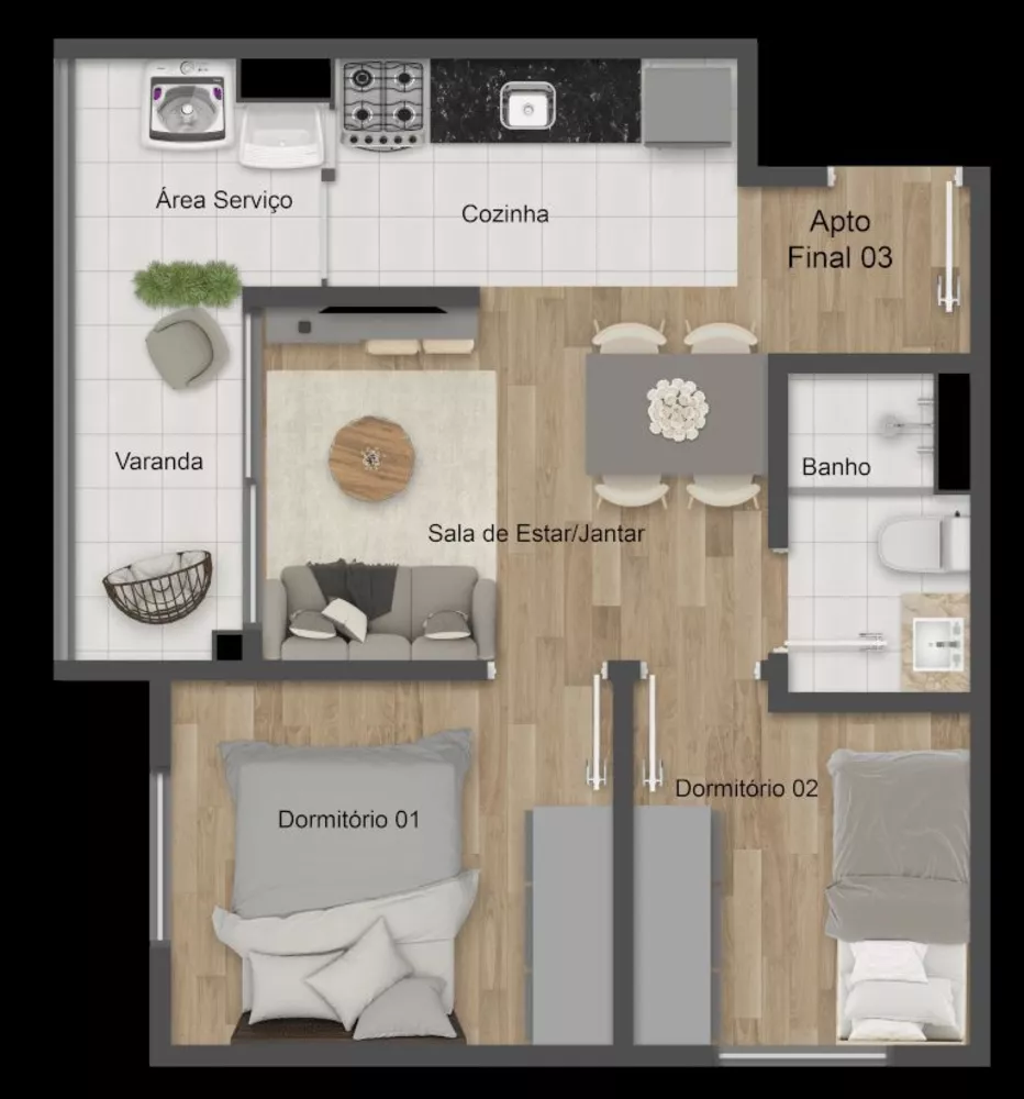 Apartamento à venda com 2 quartos, 46m² - Foto 2