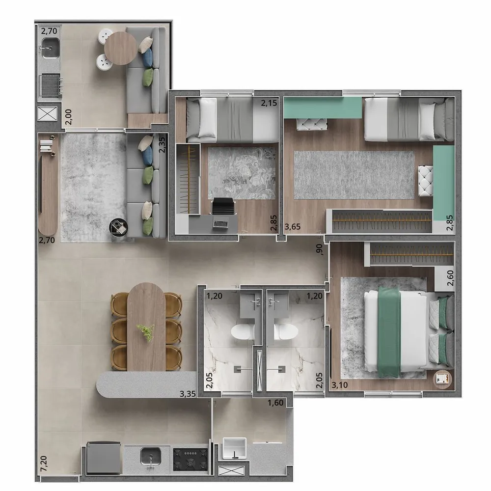 Apartamento, 3 quartos, 70 m² - Foto 9