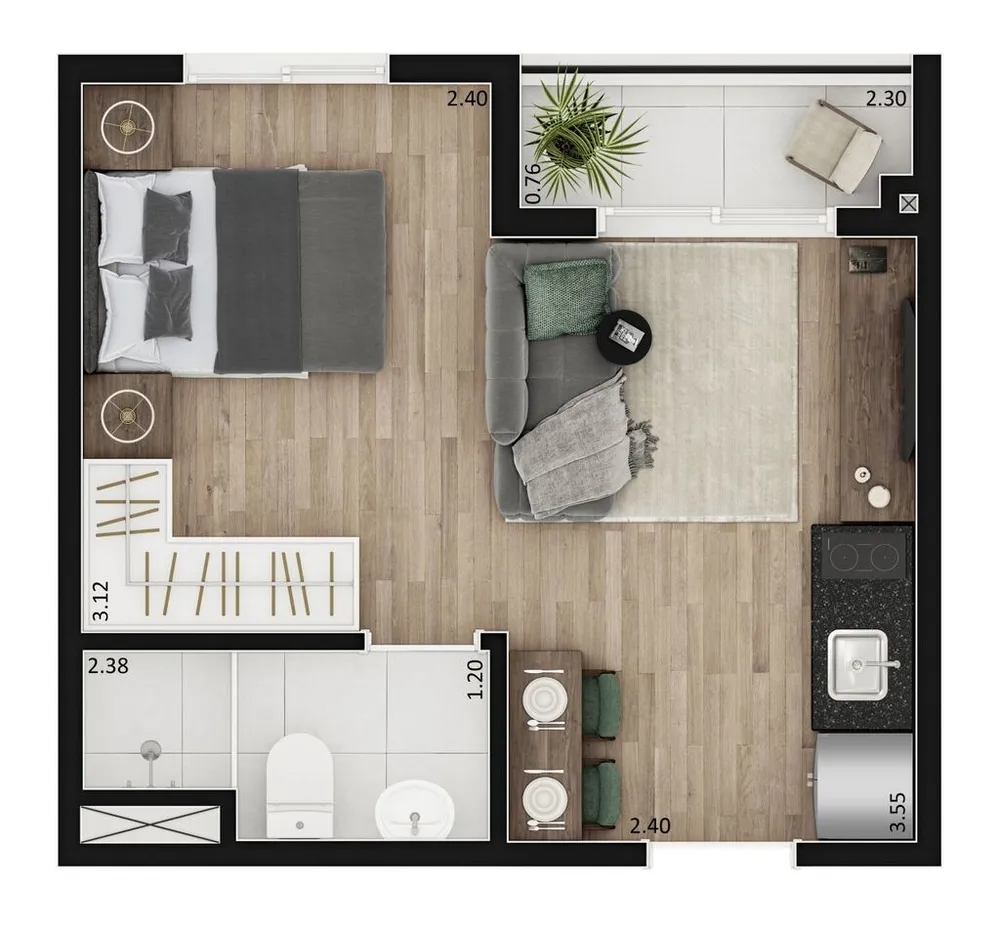 Apartamento, 1 quarto, 24 m² - Foto 12