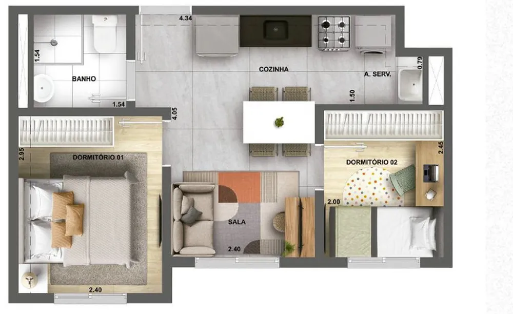 Apartamento, 2 quartos, 37 m² - Foto 2