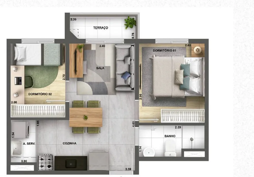 Apartamento, 2 quartos, 37 m² - Foto 4
