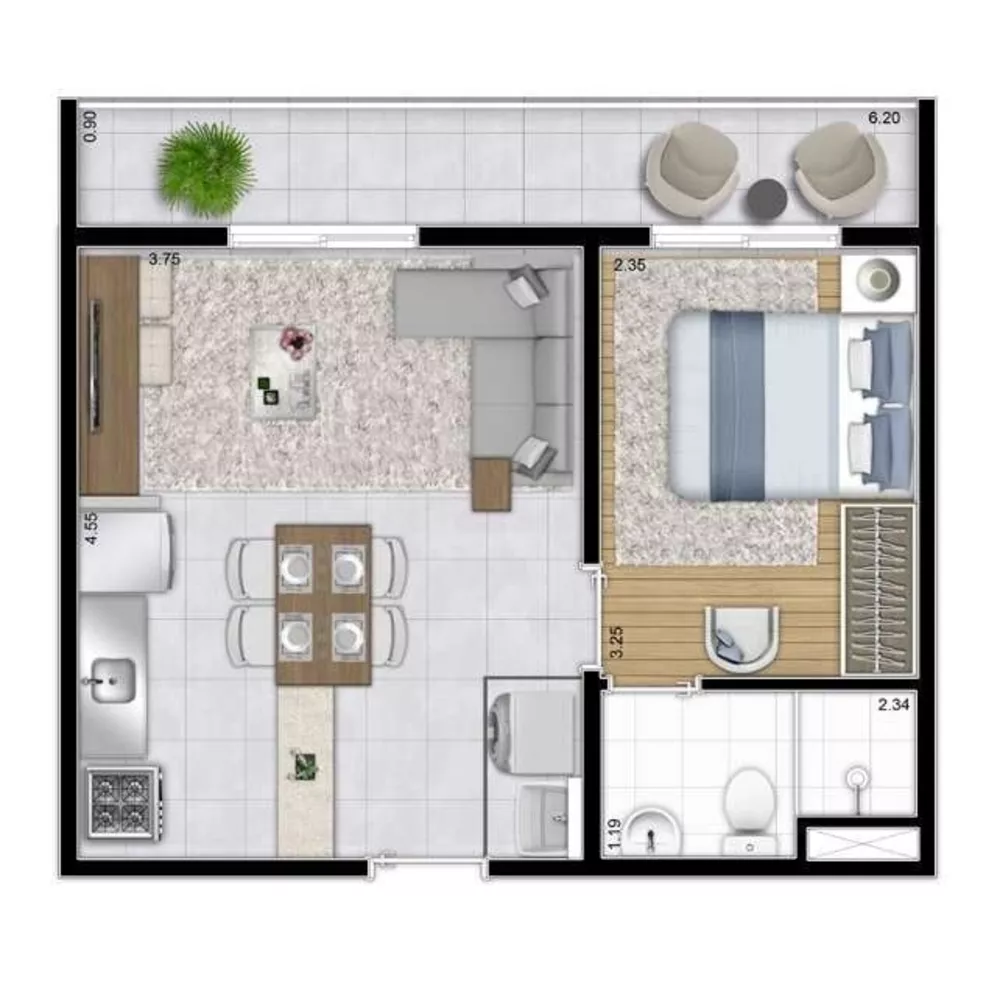 Apartamento à venda com 1 quarto, 28m² - Foto 3