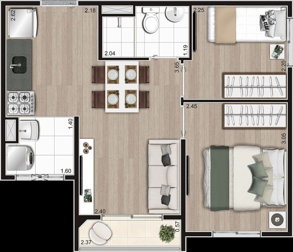 Apartamento à venda com 2 quartos, 37m² - Foto 1