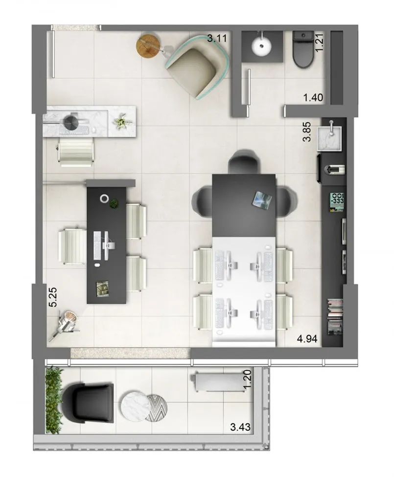 Sala-Conjunto, 32 m² - Foto 3