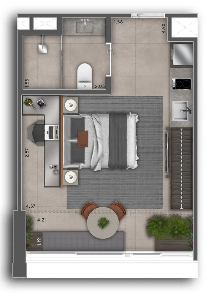 Apartamento, 1 quarto, 42 m² - Foto 2