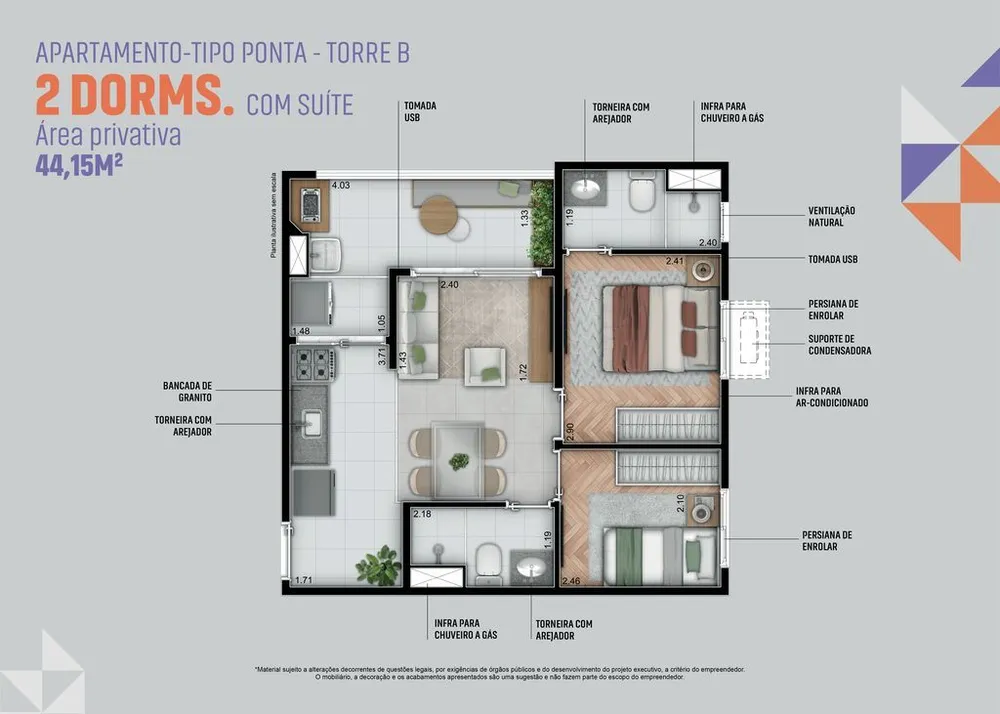 Apartamento, 2 quartos, 44 m² - Foto 10