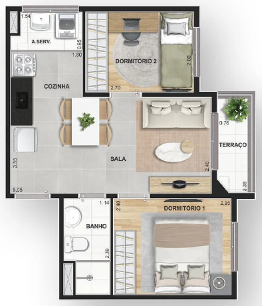 Apartamento, 2 quartos, 37 m² - Foto 2